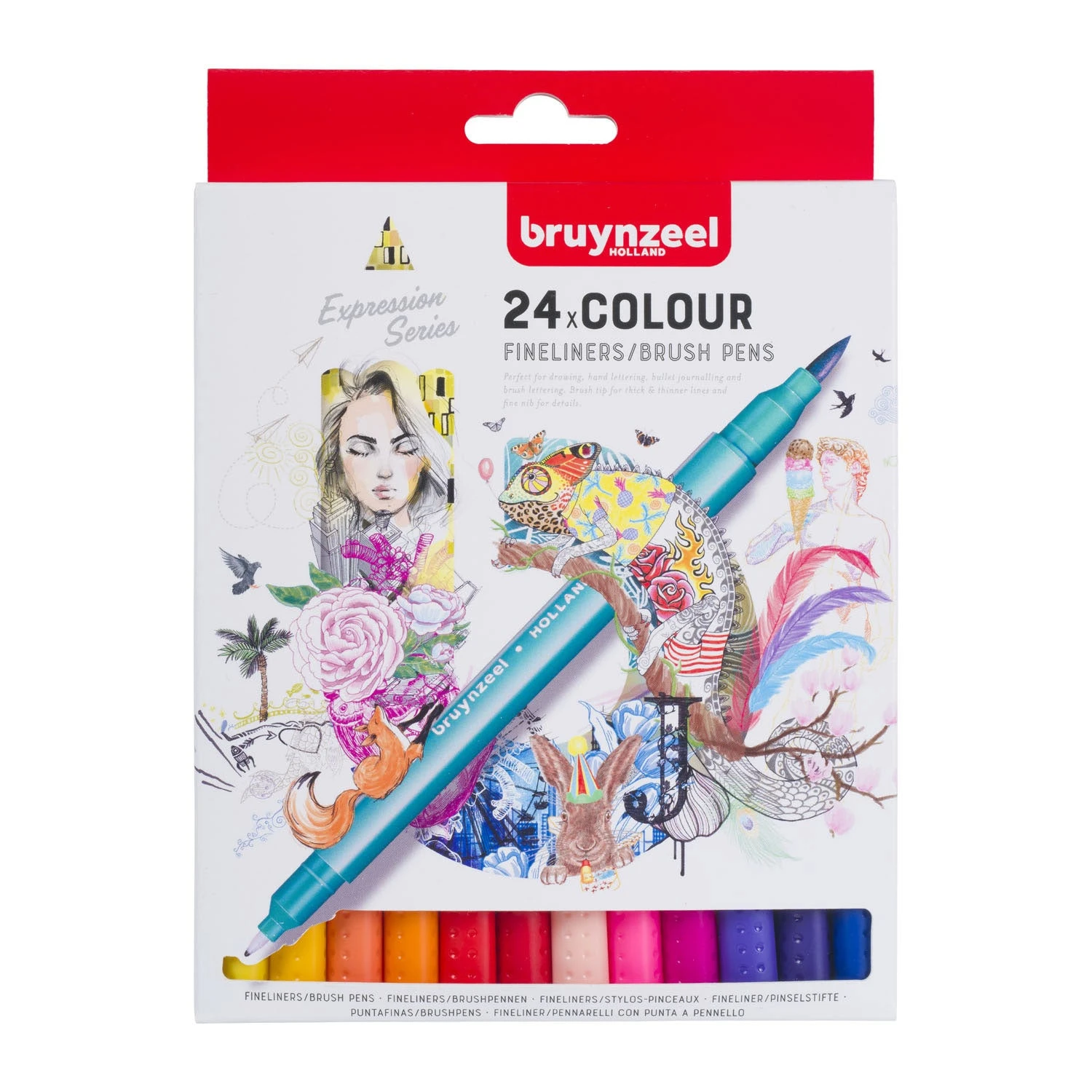 Bruynzeel Fineliner Brushpennen, 24st. 1 Bruynzeel Fineliner Brushpennen, 24st.