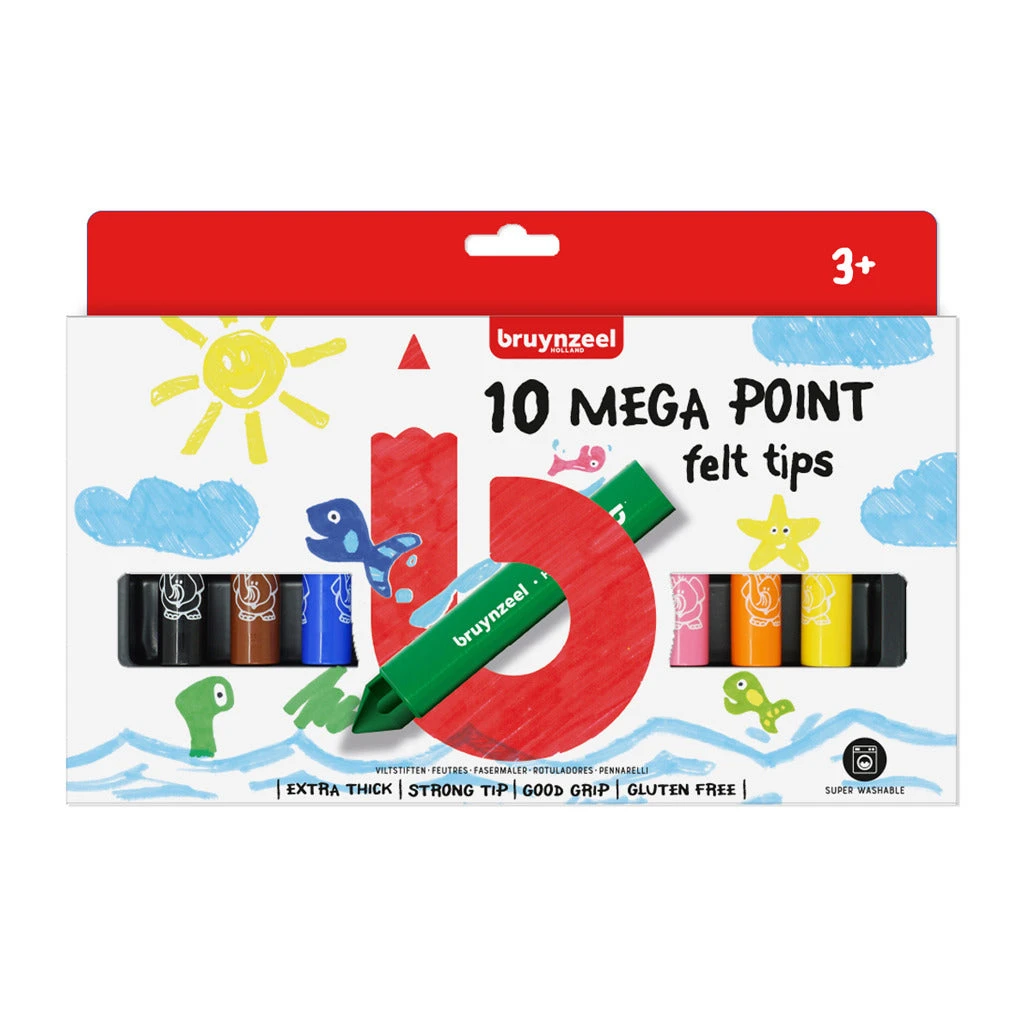 Bruynzeel Mega Point Viltstiften 10 Stuks 1 Bruynzeel Mega Point Viltstiften 10 Stuks
